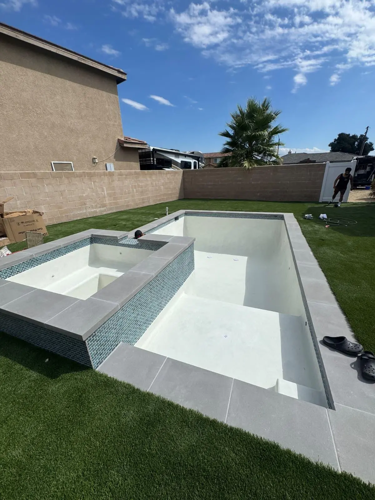concrete block retaining wall installed Southern California hillside