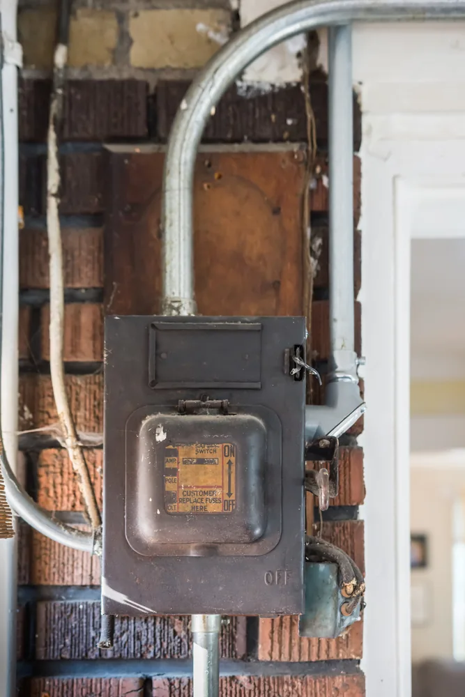original fuse box removed during an electrical panel upgrade